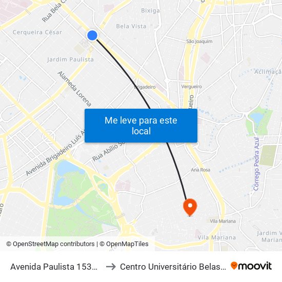 Avenida Paulista 1539 • Parque Trianon to Centro Universitário Belas Artes de São Paulo map
