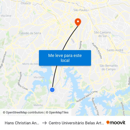Hans Christian Andersen B/C to Centro Universitário Belas Artes de São Paulo map