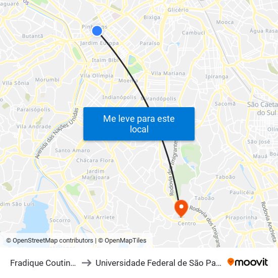 Fradique Coutinho to Universidade Federal de São Paulo map