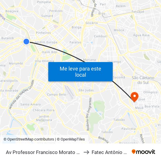 Av Professor Francisco Morato 100 - B/C to Fatec Antônio Russo map