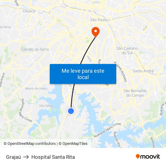 Grajaú to Hospital Santa Rita map