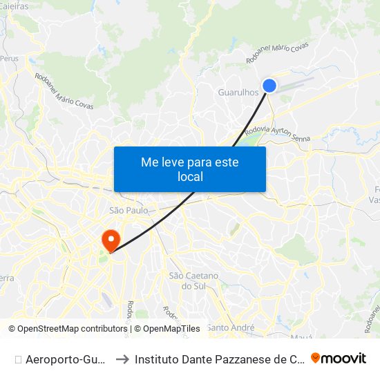 ✈️ Aeroporto-Guarulhos to Instituto Dante Pazzanese de Cardiologia map