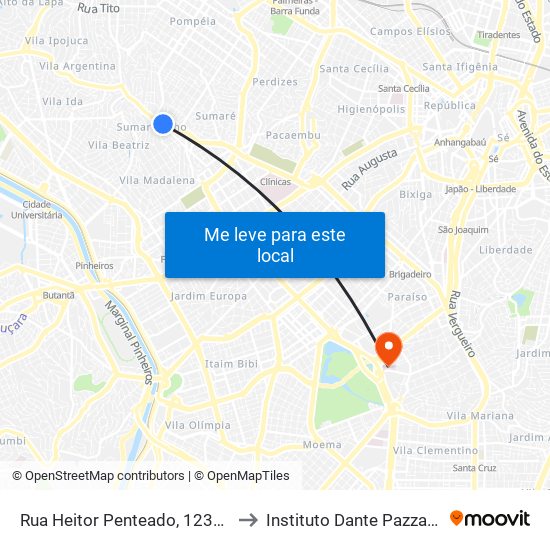 Rua Heitor Penteado, 1230 • Metrô Vila Madalena to Instituto Dante Pazzanese de Cardiologia map