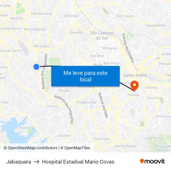 Jabaquara to Hospital Estadual Mario Covas map