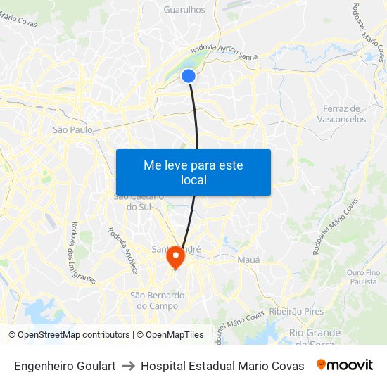 Engenheiro Goulart to Hospital Estadual Mario Covas map