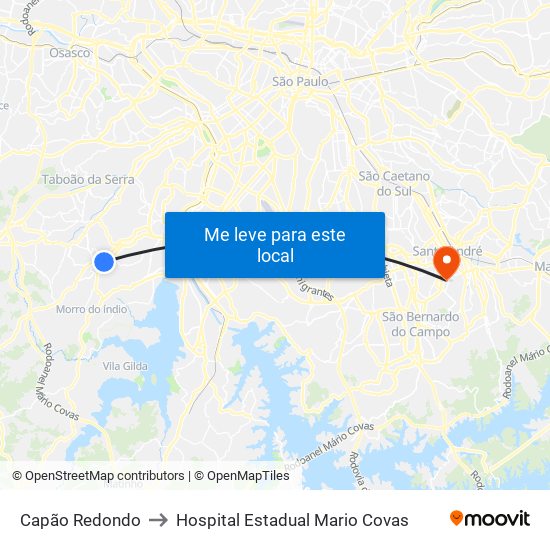 Capão Redondo to Hospital Estadual Mario Covas map