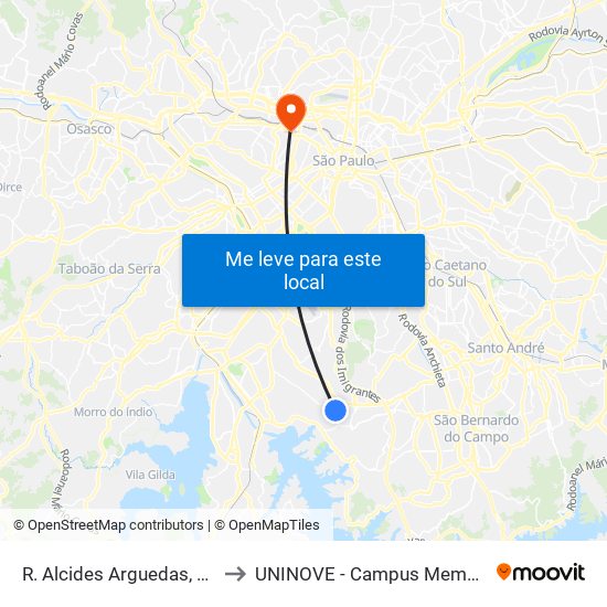 R. Alcides Arguedas, 124 to UNINOVE - Campus Memorial map