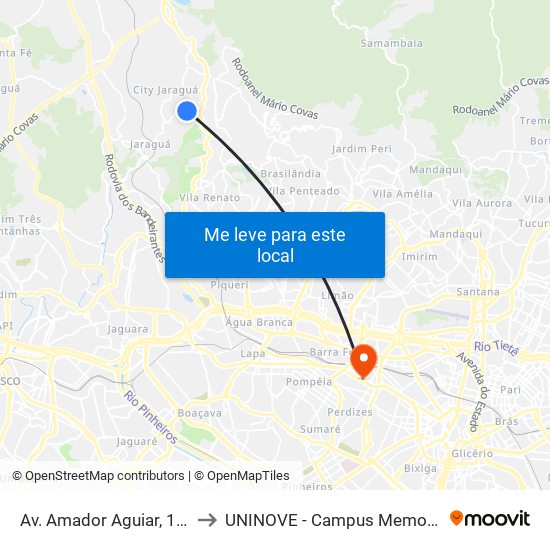 Av. Amador Aguiar, 180 to UNINOVE - Campus Memorial map