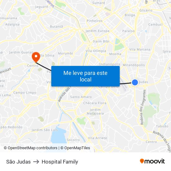 São Judas to Hospital Family map