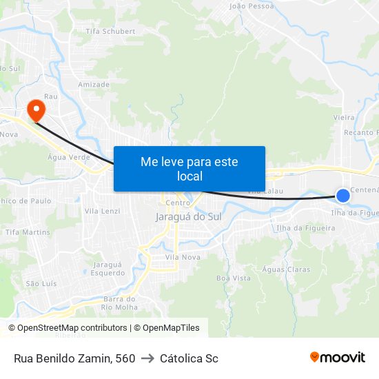 Rua Benildo Zamin, 560 to Cátolica Sc map
