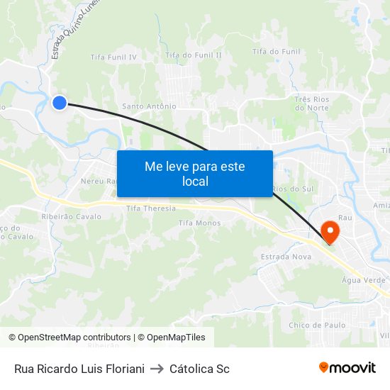 Rua Ricardo Luis Floriani to Cátolica Sc map