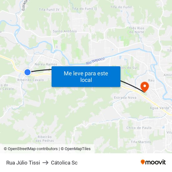 Rua Júlio Tissi to Cátolica Sc map