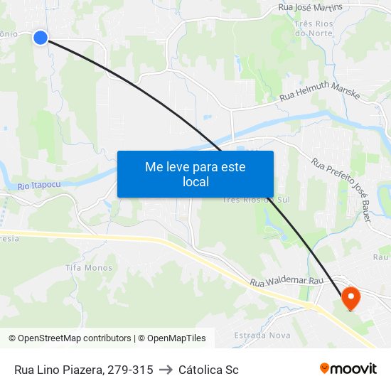 Rua Lino Piazera, 279-315 to Cátolica Sc map