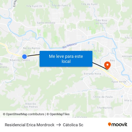 Residencial Erica Mordrock to Cátolica Sc map