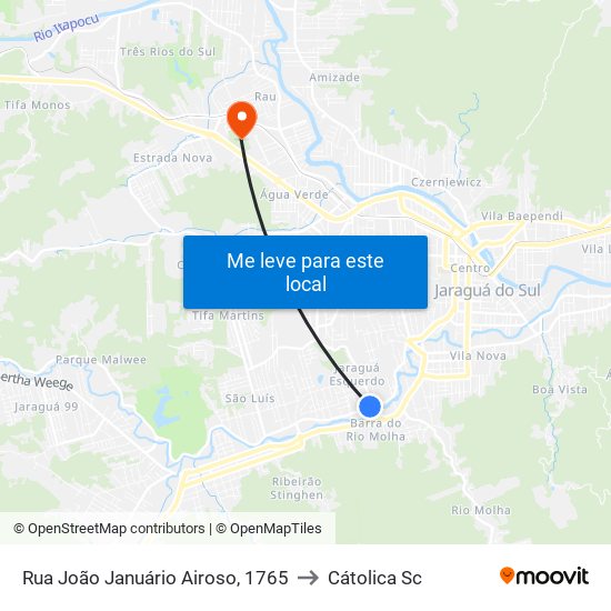 Rua João Januário Airoso, 1765 to Cátolica Sc map