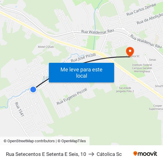 Rua Setecentos E Setenta E Seis, 10 to Cátolica Sc map