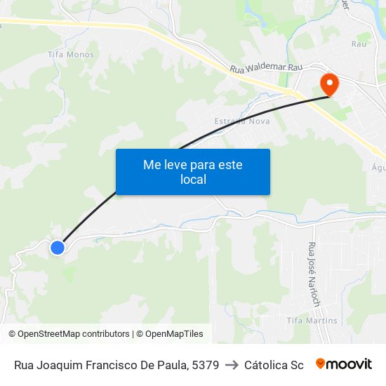 Rua Joaquim Francisco De Paula, 5379 to Cátolica Sc map