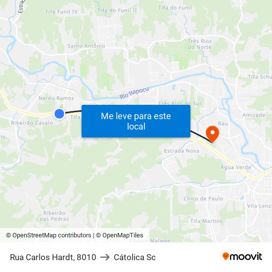 Rua Carlos Hardt, 8010 to Cátolica Sc map
