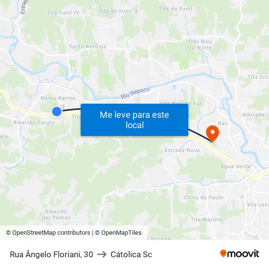 Rua Ângelo Floriani, 30 to Cátolica Sc map