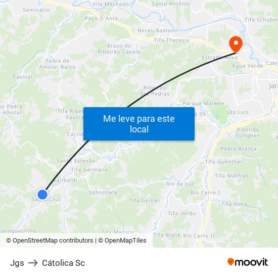 Jgs to Cátolica Sc map