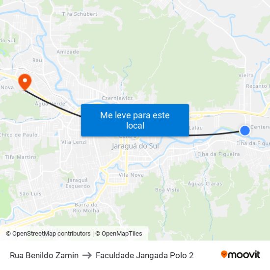 Rua Benildo Zamin to Faculdade Jangada Polo 2 map