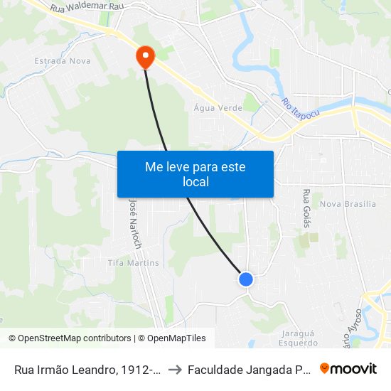 Rua Irmão Leandro, 1912-1988 to Faculdade Jangada Polo 2 map