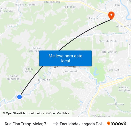 Rua Elsa Trapp Meier, 7541 to Faculdade Jangada Polo 2 map