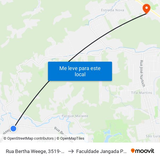 Rua Bertha Weege, 3519-3629 to Faculdade Jangada Polo 2 map