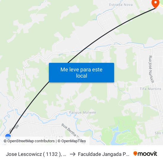 Jose Lescowicz ( 1132 ), 4100 to Faculdade Jangada Polo 2 map