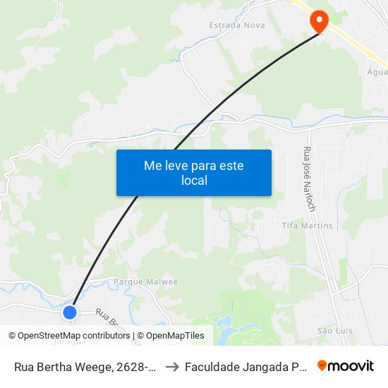 Rua Bertha Weege, 2628-2738 to Faculdade Jangada Polo 2 map
