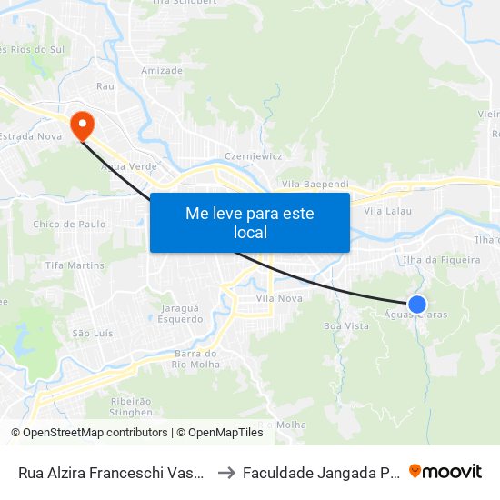 Rua Alzira Franceschi Vasel, 212 to Faculdade Jangada Polo 2 map