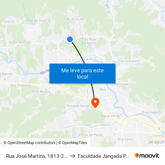 Rua José Martins, 1813-2655 to Faculdade Jangada Polo 2 map