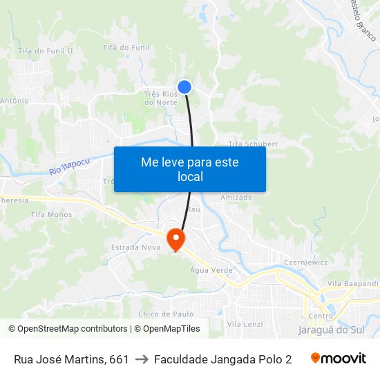 Rua José Martins, 661 to Faculdade Jangada Polo 2 map