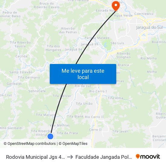 Rodovia Municipal Jgs 489 to Faculdade Jangada Polo 2 map