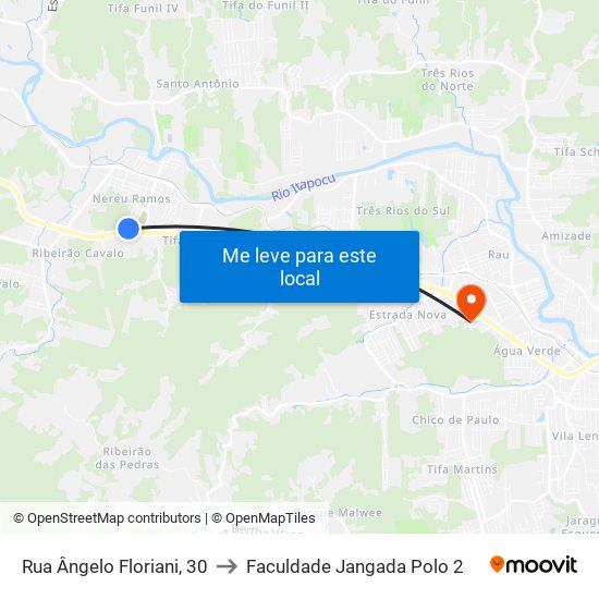 Rua Ângelo Floriani, 30 to Faculdade Jangada Polo 2 map