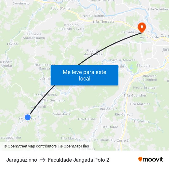 Jaraguazinho to Faculdade Jangada Polo 2 map