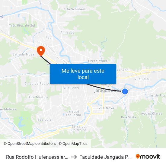 Rua Rodolfo Hufenuessler, 500 to Faculdade Jangada Polo 2 map