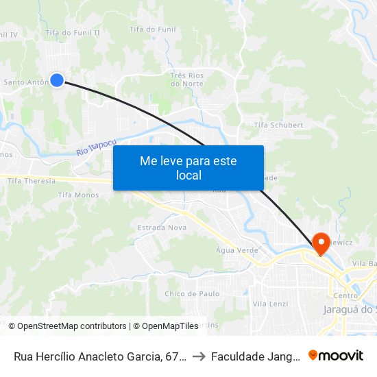 Rua Hercílio Anacleto Garcia, 67-125 to Faculdade Jangada map