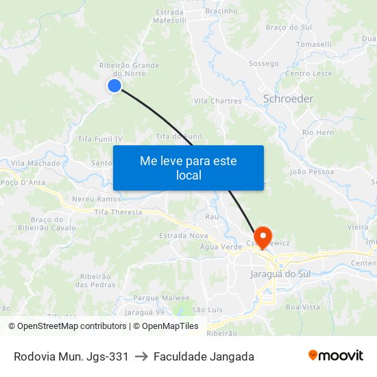 Rodovia Mun. Jgs-331 to Faculdade Jangada map