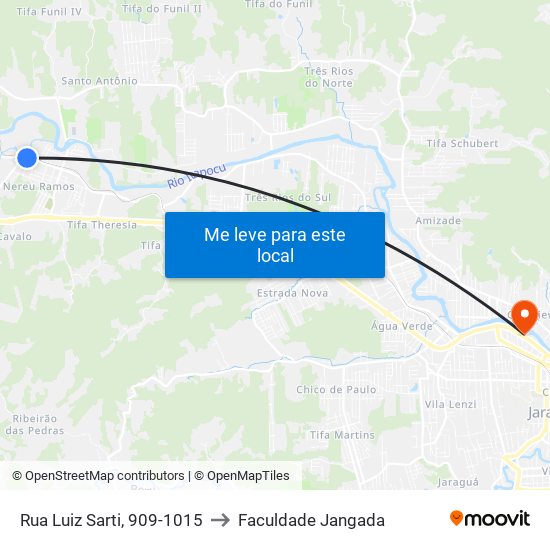 Rua Luiz Sarti, 909-1015 to Faculdade Jangada map