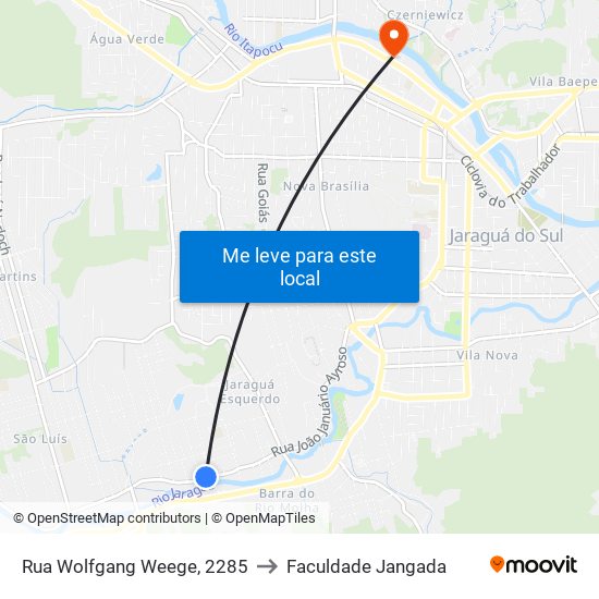 Rua Wolfgang Weege, 2285 to Faculdade Jangada map