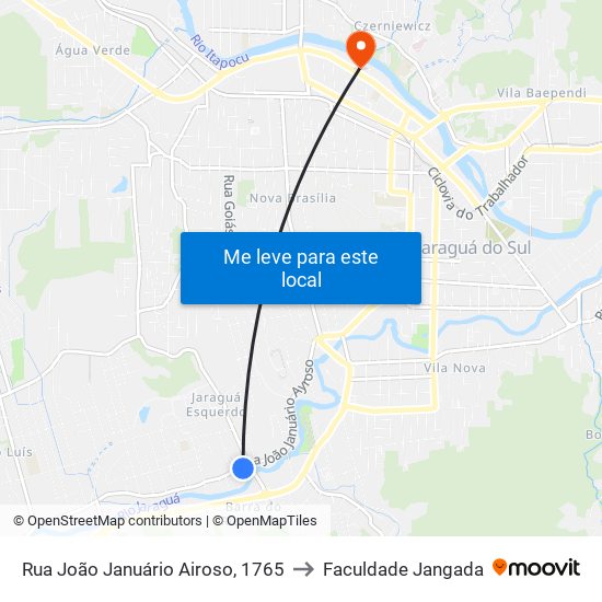 Rua João Januário Airoso, 1765 to Faculdade Jangada map