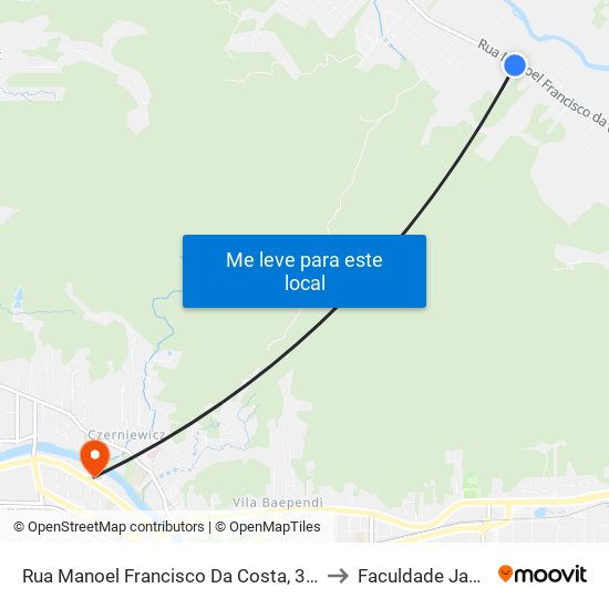 Rua Manoel Francisco Da Costa, 3983-4191 to Faculdade Jangada map