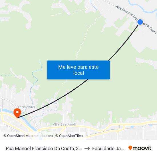 Rua Manoel Francisco Da Costa, 3490-3516 to Faculdade Jangada map