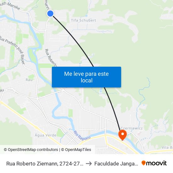 Rua Roberto Ziemann, 2724-2742 to Faculdade Jangada map