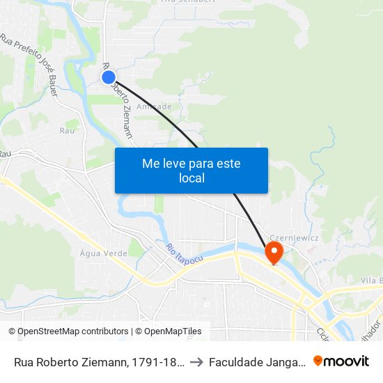 Rua Roberto Ziemann, 1791-1861 to Faculdade Jangada map