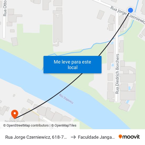 Rua Jorge Czerniewicz, 618-732 to Faculdade Jangada map