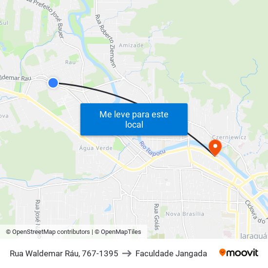 Rua Waldemar Ráu, 767-1395 to Faculdade Jangada map
