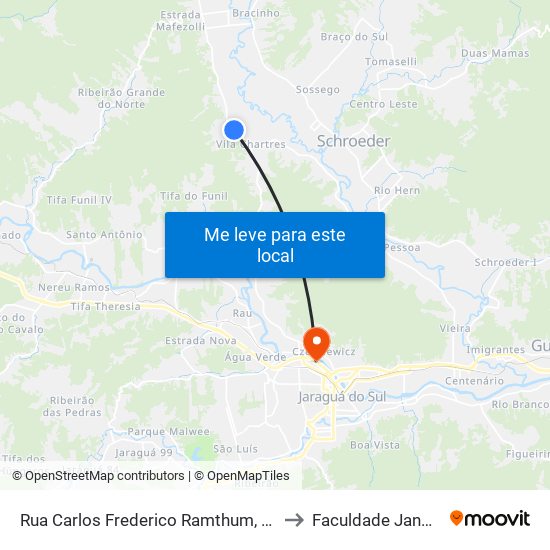 Rua Carlos Frederico Ramthum, 12823 to Faculdade Jangada map