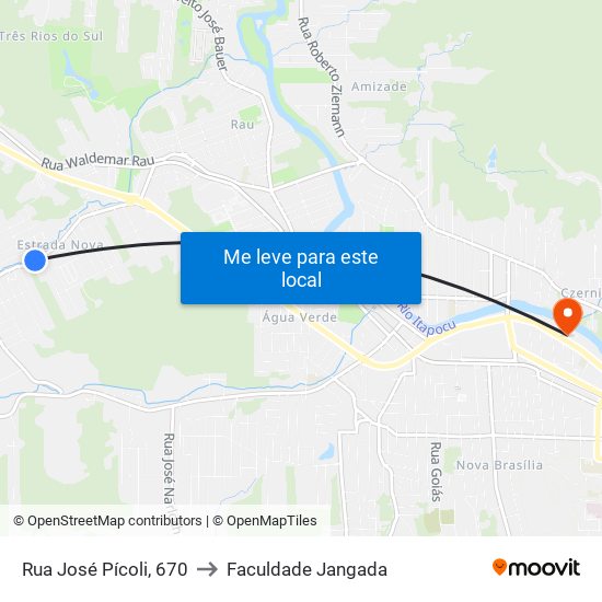 Rua José Pícoli, 670 to Faculdade Jangada map